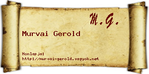 Murvai Gerold névjegykártya